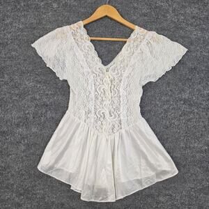 Cinema Etoile Nightgown Medium White Lace Babydoll Romantic Feminine Lingerie